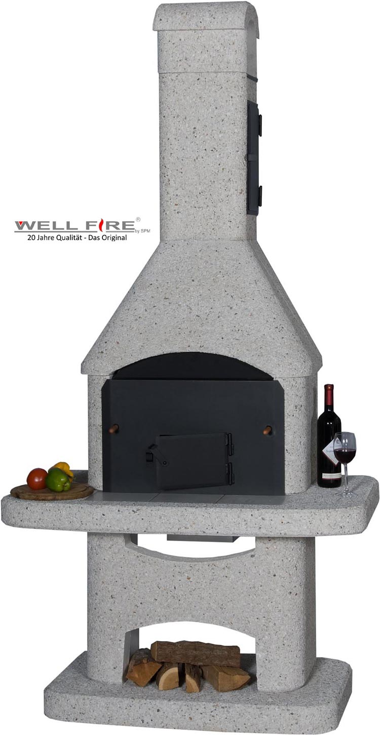 Grillkamin Wellfire NOVA QUATTRO 4 in 1 weiß mit Betonhaube