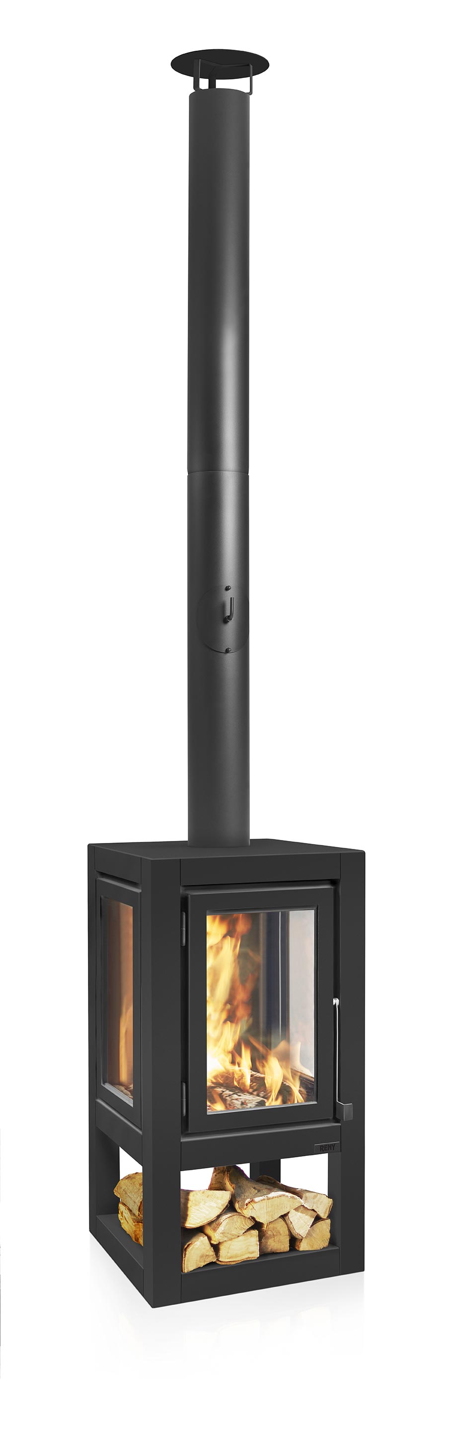 Terrassenkamin Edelstahl RB73 QUARUBA XXL MOBILE – schwarz
