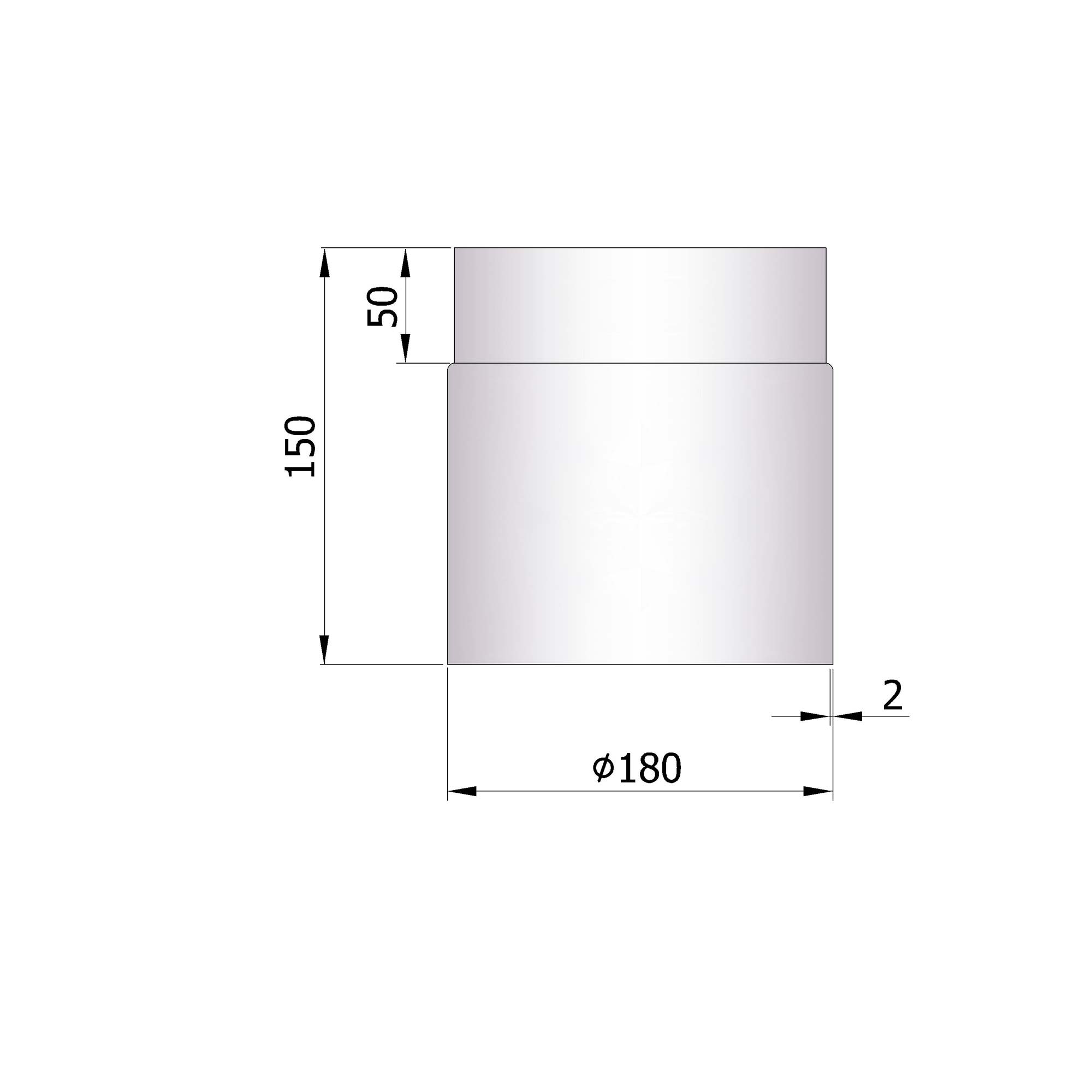 Rauchrohr Stahl 150 mm unlackiert