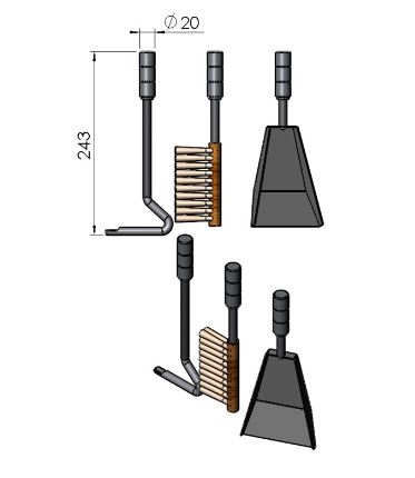 Kaminbesteck Holzfachtür TermaTech, schwarz