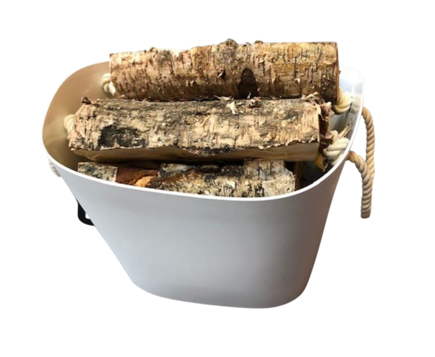 Holzkorb Kunststoff oval mit Seilgriffen, weiß