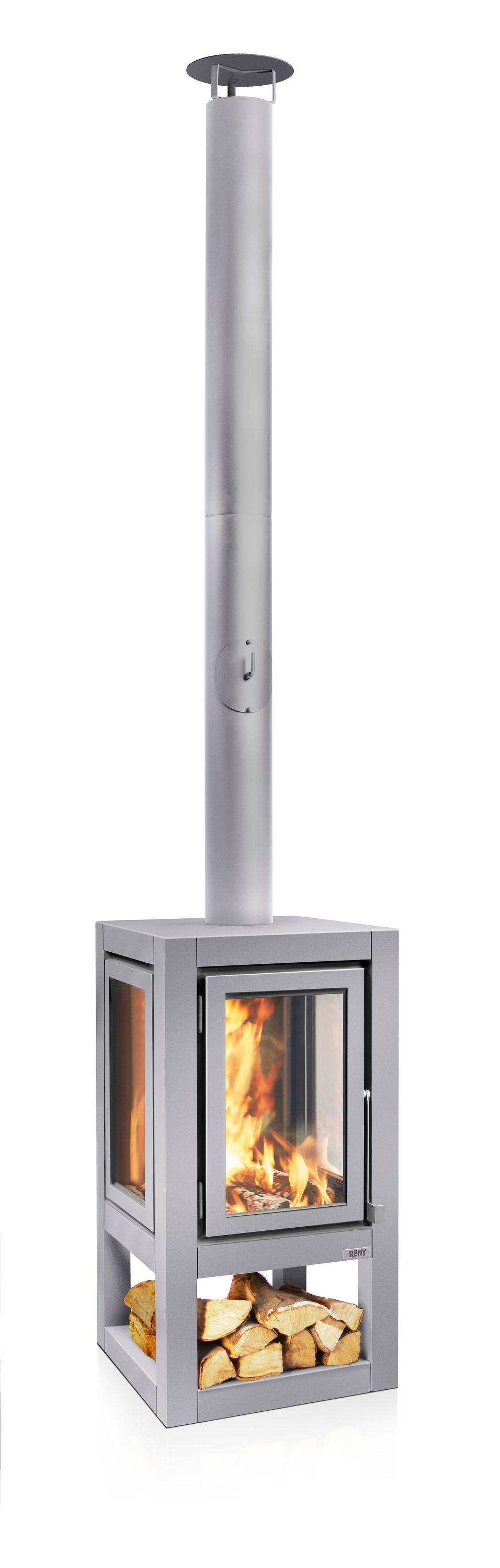 Terrassenkamin Cortenstahl RB73 QUARUBA XXL MOBILE – edelstahl