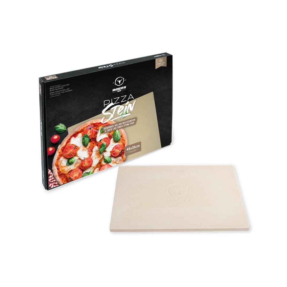 MOESTA-BBQ Pizzastein mit Stier-Logo – 35 x 45 cm eckig