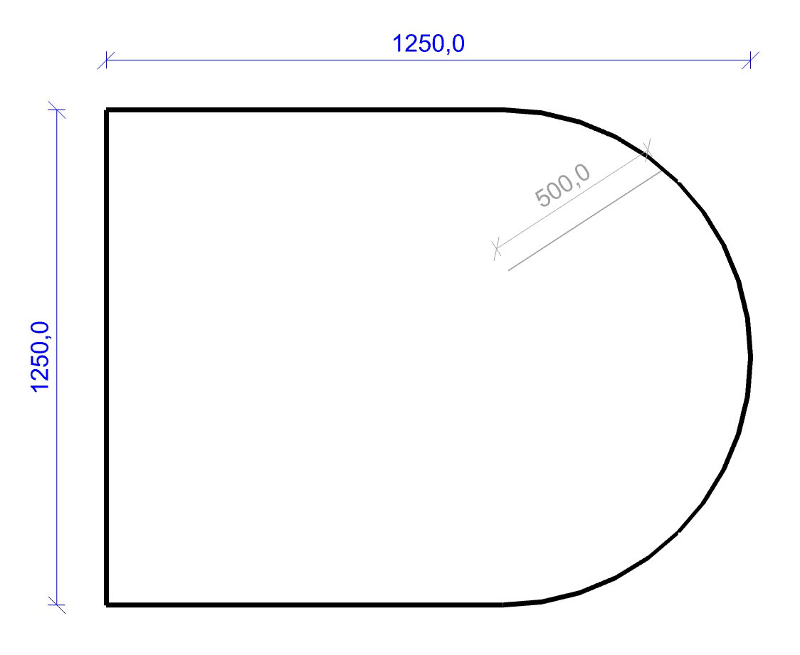 Kamin Bodenplatte, 2 mm Stahl, Rundbogen 1250 x 1250 mm, schwarz