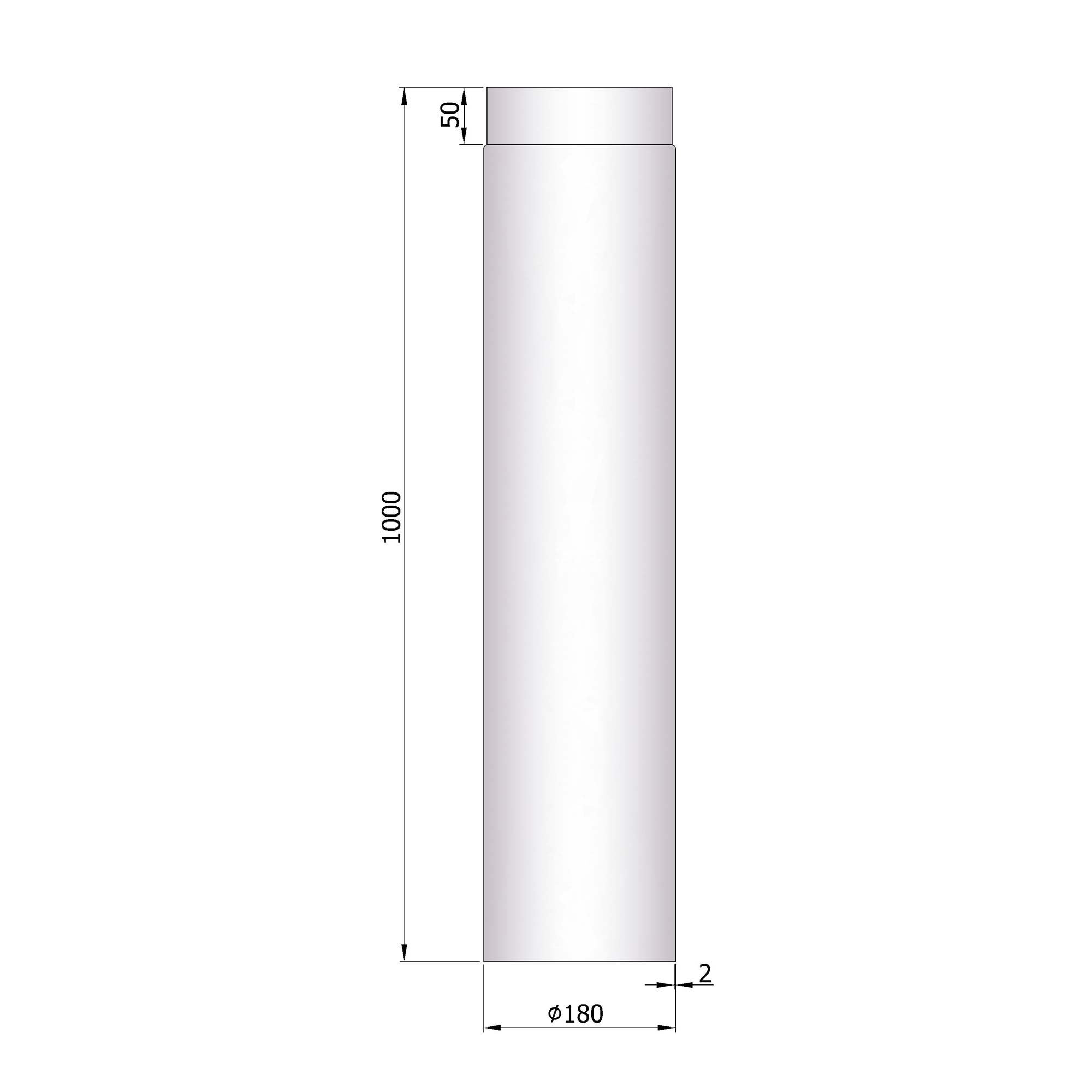 Rauchrohr Stahl 1000 mm unlackiert