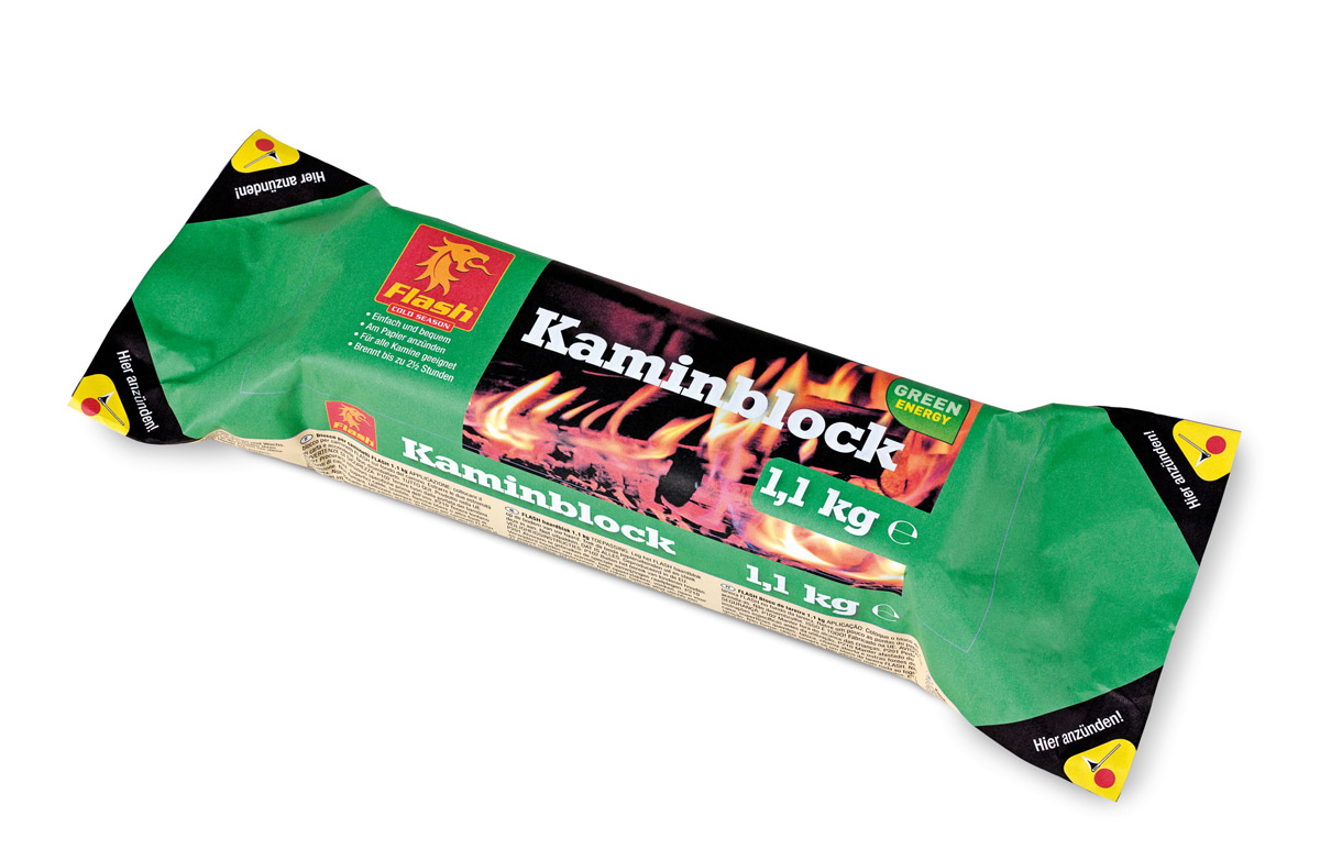 Kaminanzünder Block Wachs Sägespäne, 1,1 kg