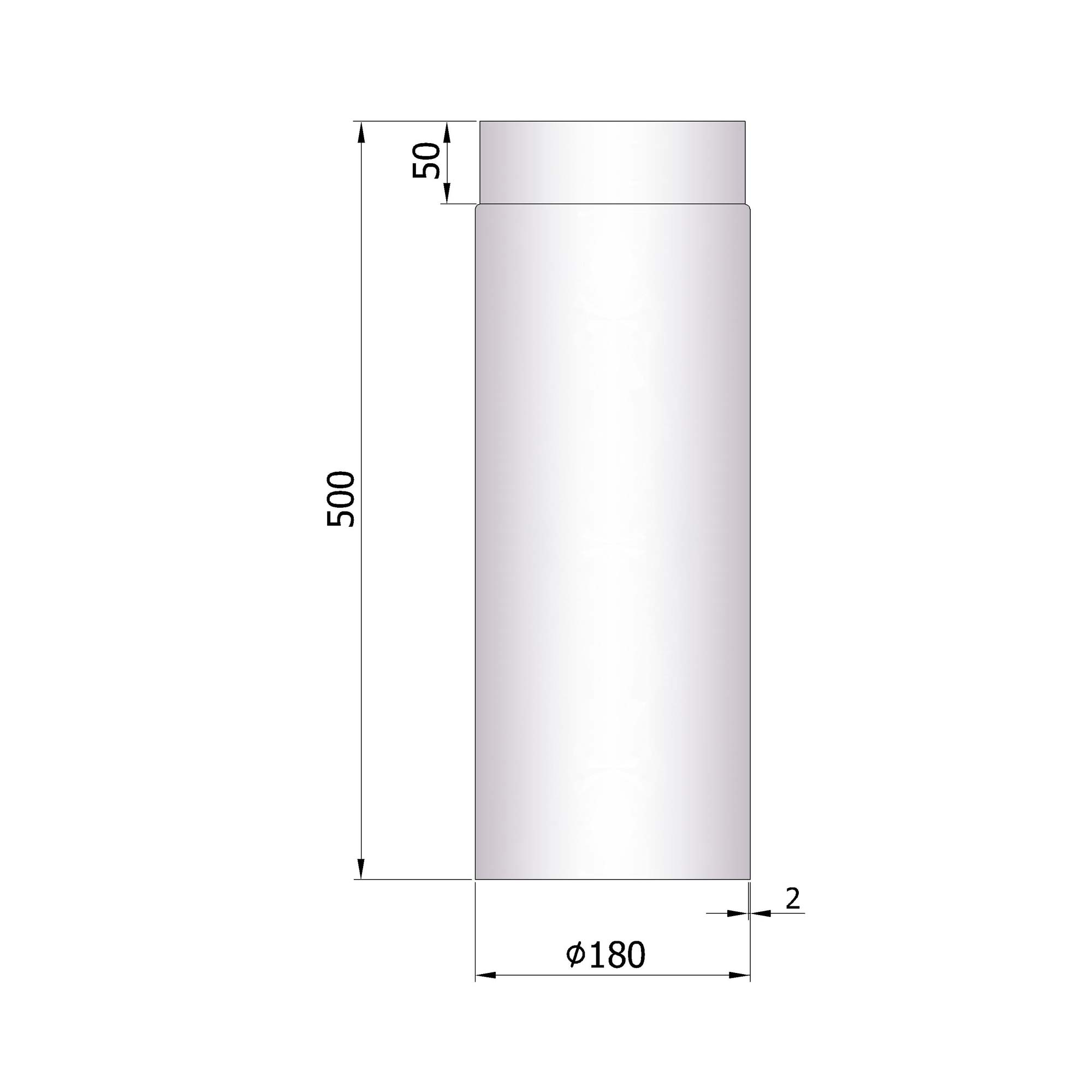 Rauchrohr Stahl 500 mm unlackiert