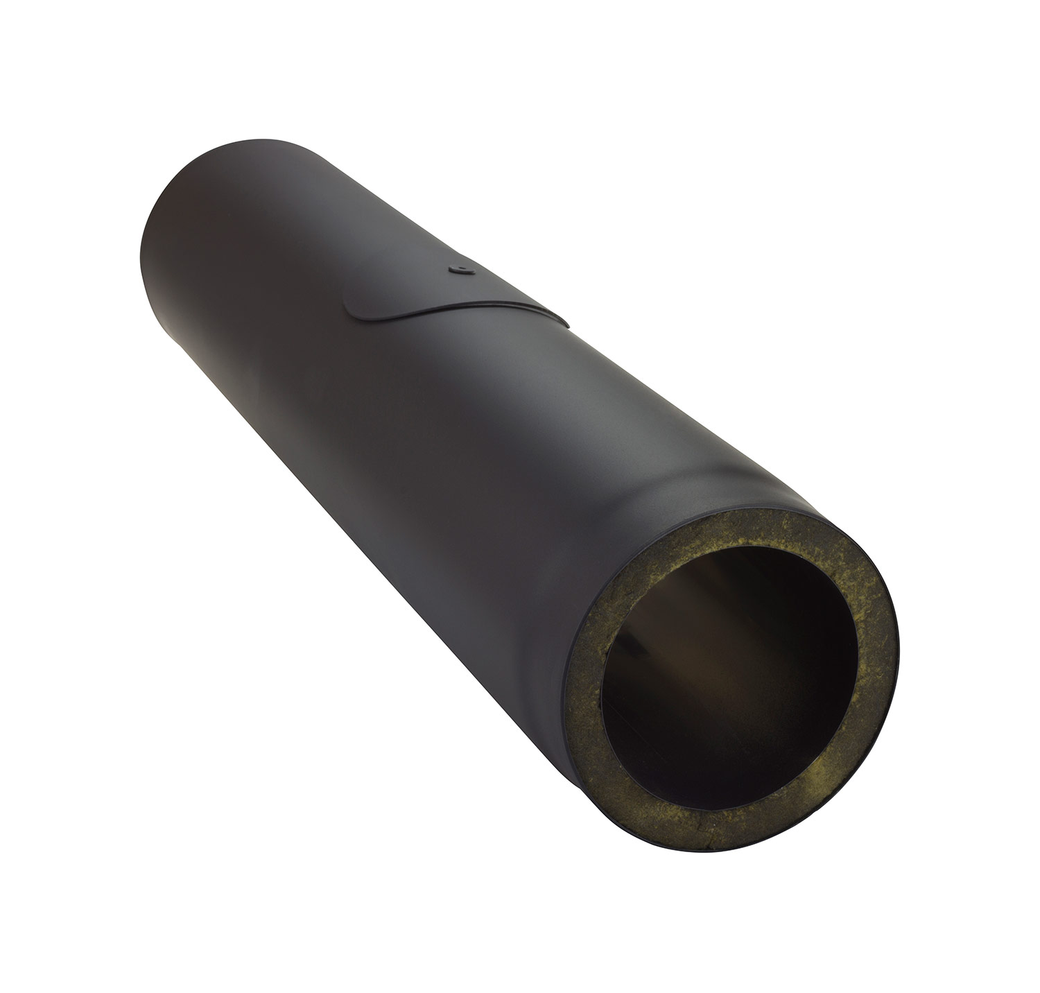 Rauchrohr Stahl doppelwandig 1000 mm Ø 150 mm schwarz mit Prüföffnung
