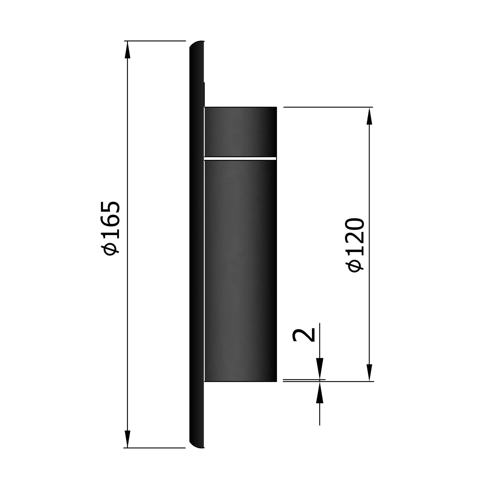 Blinddeckel für Rauchrohr Stahl schwarz 120mm