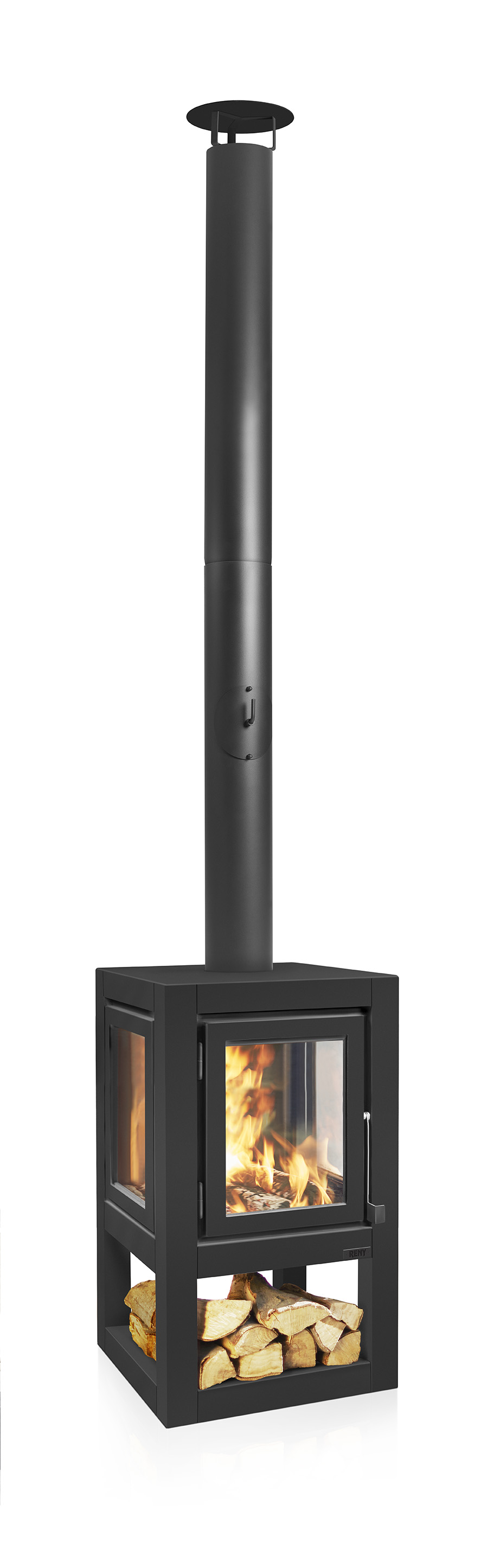 Terrassenkamin Cortenstahl RB73 QUARUBA L MOBILE – schwarz