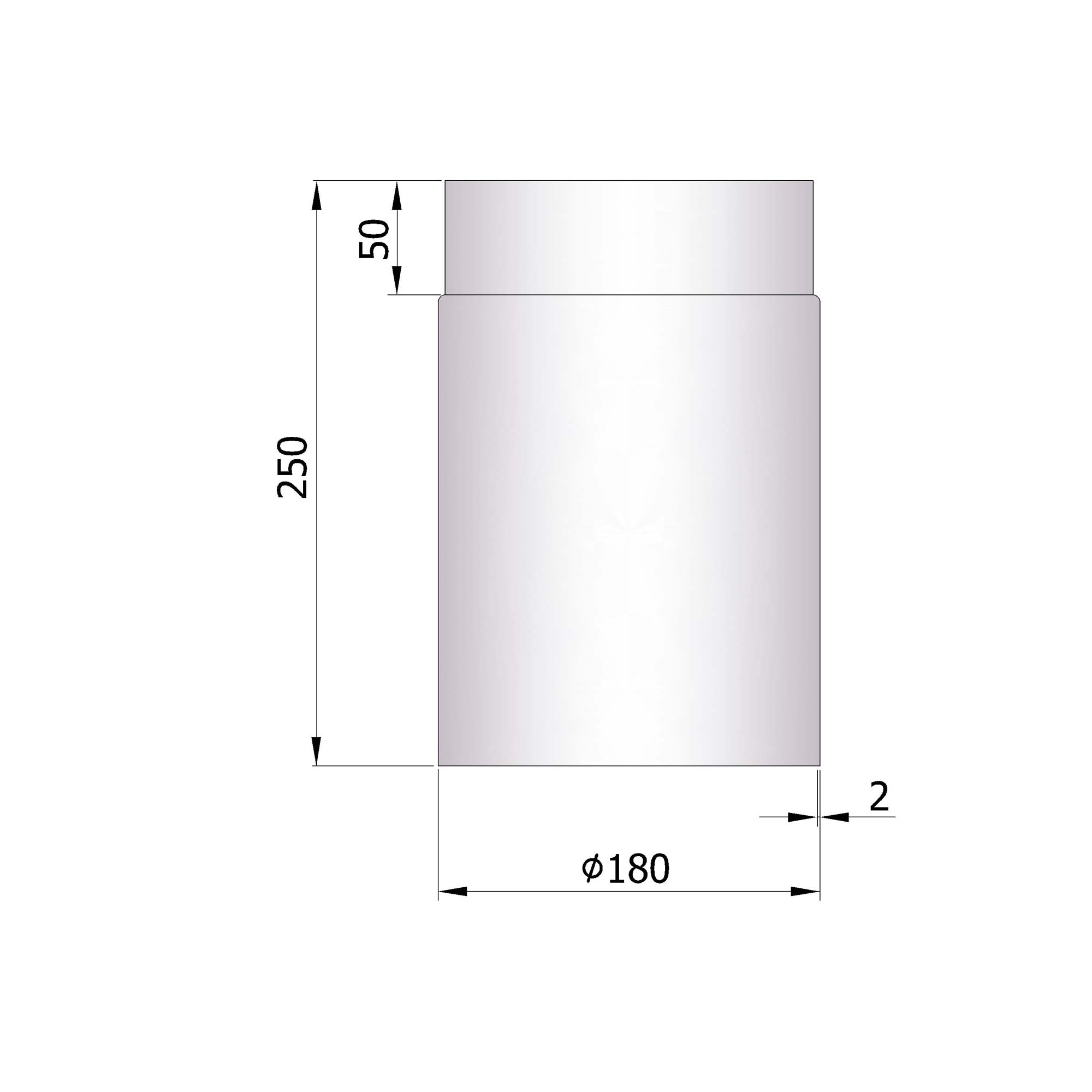 Rauchrohr 250 mm unlackiert