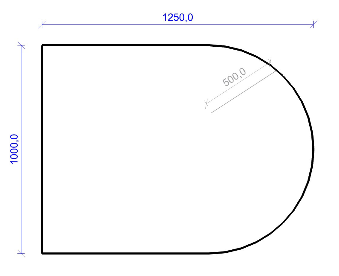 Kamin Bodenplatte, 2 mm Stahl, Rundbogen 1000 x 1250 mm, hellgrau