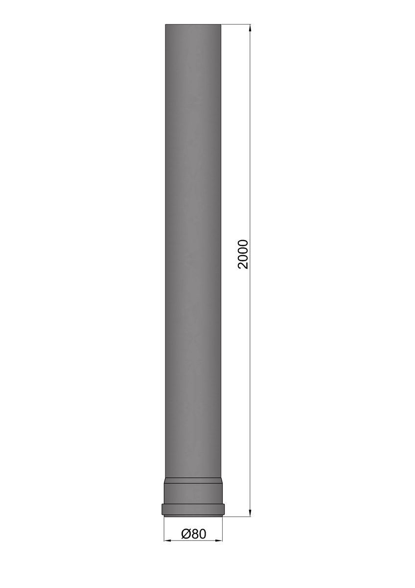 Pellet-Ofenrohr Stahl 2000 mm schwarz