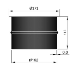 Mauermuffe einfach L: 118mm, Innen Ø162mm, Rand 16mm schwarz