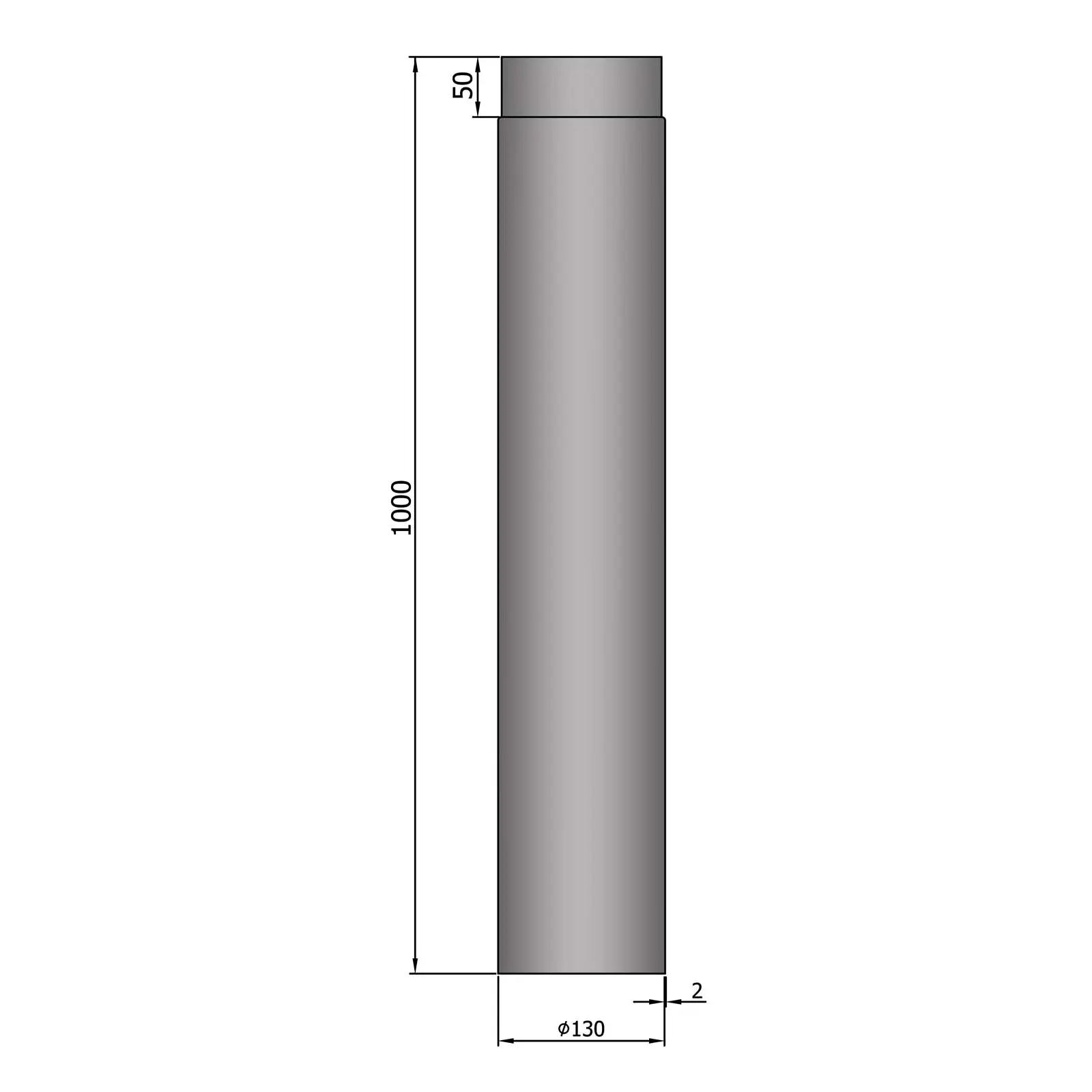Rauchrohr Stahl 1000 mm hellgrau
