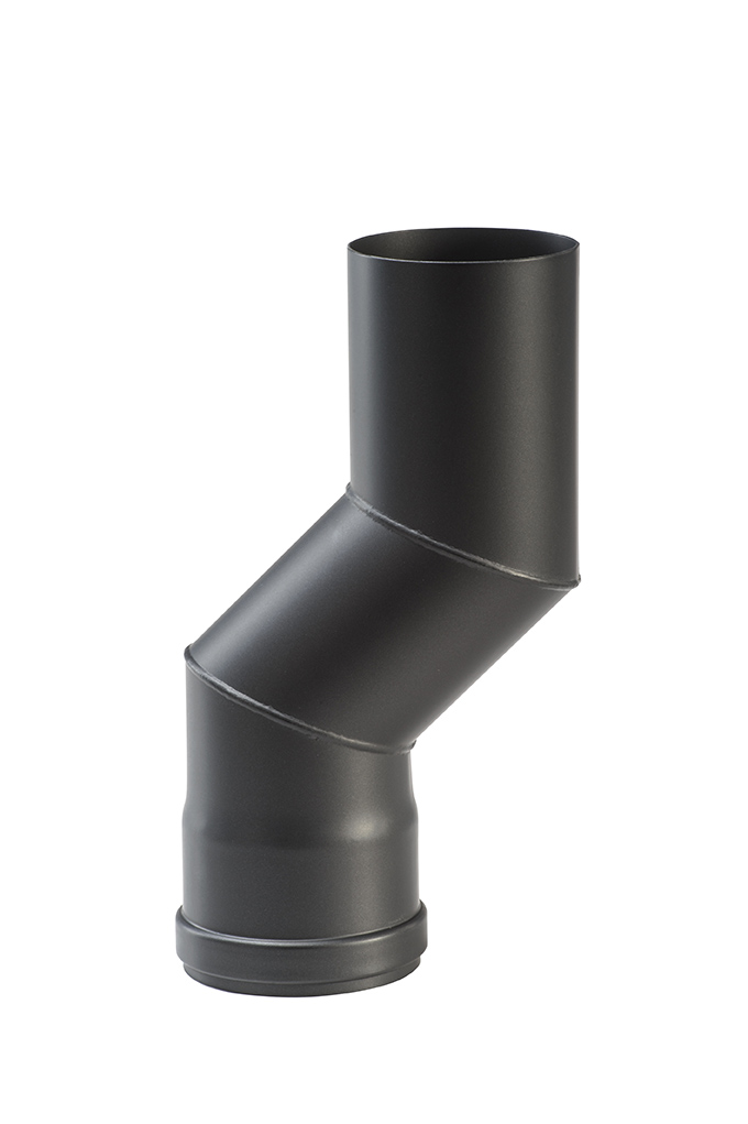 Versatzbogen Pelletrohr Stahl 60 mm Ø 80 mm schwarz