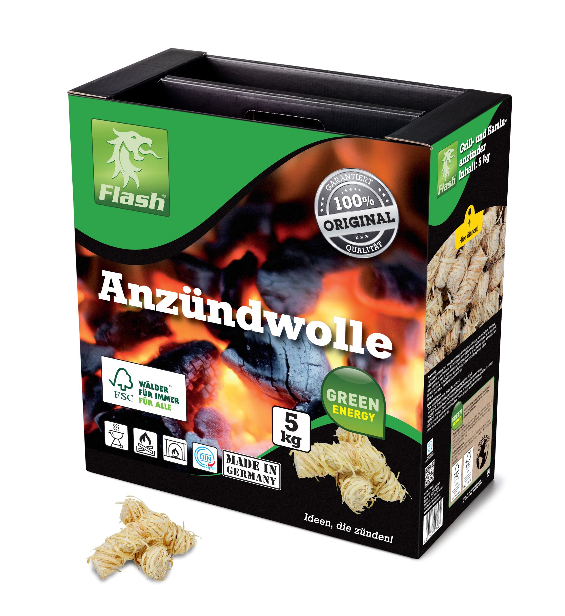 Anzündwolle, Holz Wachs, Koffer 5 kg