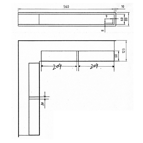 Eck-Luftleiste 56 cm für Heizeinsätze