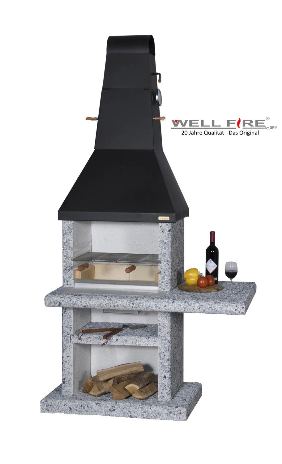 Grillkamin Wellfire PARTY QUATTRO 4 in 1 mit Stahlhaube