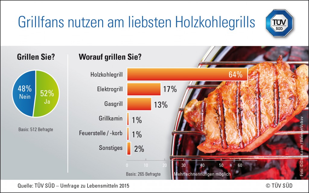 Umfrageergebnisse zu Grillarten Elektro, Gas, Holzkohle u.a.