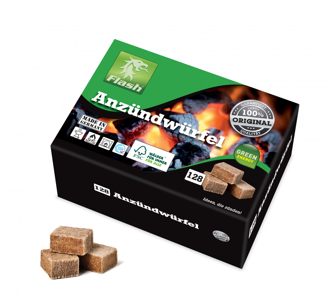 Kaminanzünder Holz Wachs, 128 Würfel online bestellen Cafiro